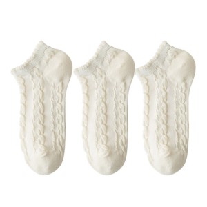 Anna-Kaci Women's 3-Pack Sheer Lace Ice Silk Ankle Socks with Floral Knit Design Lightweight Breathable Style - 1 of 4
