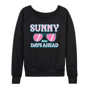 Women's - Barbie - Sunny Days Ahead Lightweight French Terry Wide Neck Long Sleeve Shirt - 1 of 4