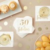 Blue Panda 50 Pack White 50th Birthday Napkins - 5x5 Inches Folded, 3-Ply with Gold Lettering, 50 and Fabulous Napkins for Women - 2 of 4
