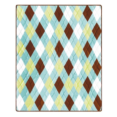 C&F Home Argyle Aqua Cotton Quilted 50" x 60" Throw Blanket