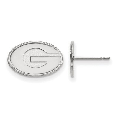Black Bow Jewelry 10k White Gold Georgia Bulldogs NCAA Post Earrings