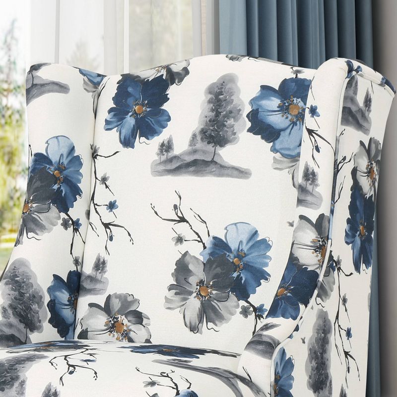 Toddman High-Back Club Chair Floral Print Blue - Christopher Knight Home, 4 of 9
