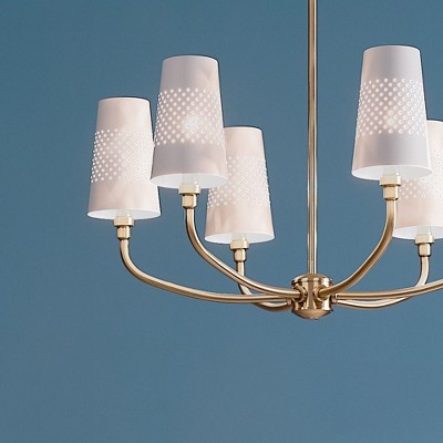 Adeena 26.75" Brushed Brass Traditional 6-Light Chandelier with White Shades