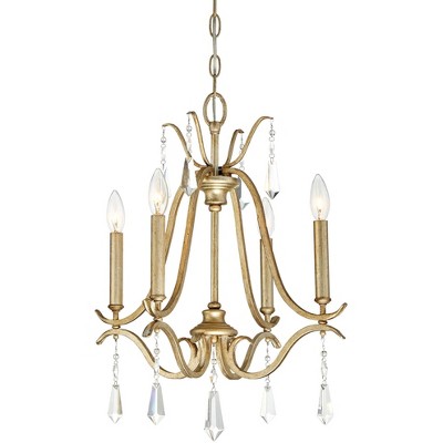Minka Lavery Aged Brio Gold Pendant Chandelier 18" Wide French Clear Crystal 4-Light Fixture for Dining Room House Foyer Kitchen