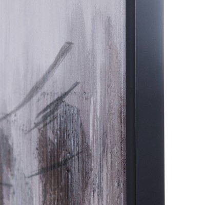 Set of 2 Abstract Gray and Black Canvas Paintings