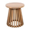 Outdoor End Side Coffee Table for Backyard, Round Table with Slatted Base Design, Sturdy Table with Acacia Wood Frame-Coolbibila - 4 of 4