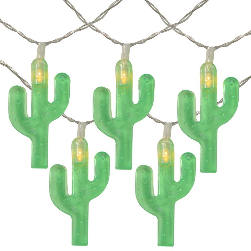 Northlight 10ct Battery Operated Cactus Summer LED String Lights Warm White - 4.5' Clear Wire, 1 of 6