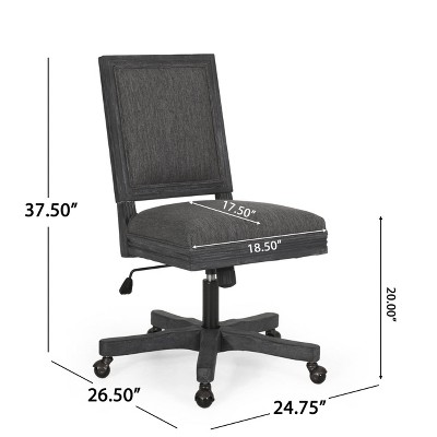 Charcoal Grey and Weathered Wood Rustic Swivel Office Chair
