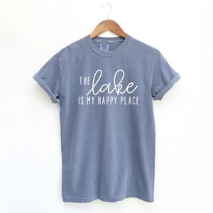 Simply Sage Market Women's The Lake Is My Happy Place Short Sleeve Graphic Tee - 1 of 2