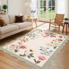 Scalloped Rug Washable Floral Living Room Rugs Large Non Slip Soft Bedroom Carpet for Nursery Botanical Print Under Table Rug for Dining Room - 2 of 4