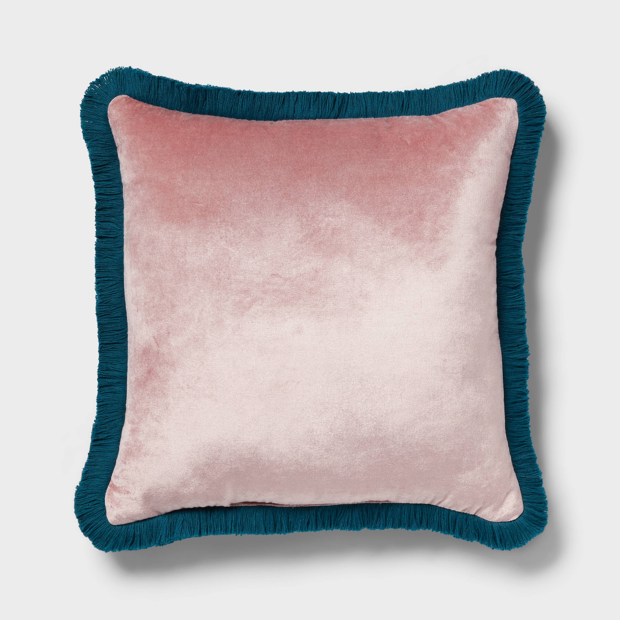 Velvet Contrast Fringe Dec Pillow Square Mauve/Teal Blue - Threshold™