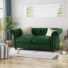 ORRD Chesterfield Loveseat - Button-Tufted w/Nailhead Trim & Rolled Arms, 61.75"W, Classic Sofa for Living Room（Emerald） - 4 of 4