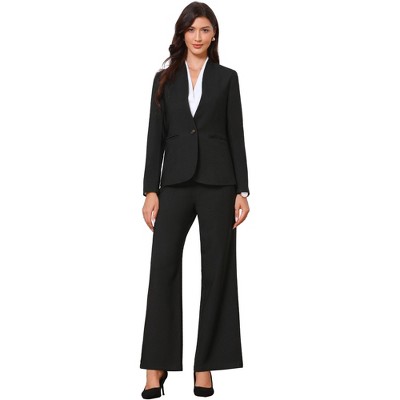 INSPIRE CHIC Women's Business Collarless Long Sleeve with Pockets Blazer and Pants Sets 2 Pcs