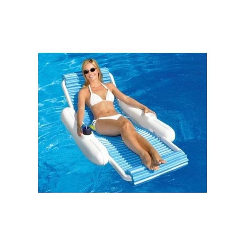 Swimline 52" Eva Sunchaser Swimming Pool Floating 1-Person Lounge Chair - Blue/White, 3 of 4