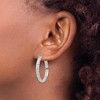 Black Bow Jewelry 3.5mm, Diamond Cut 14k White Gold Round Hoop Earrings, 28mm - 3 of 4
