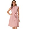 Allegra K Women's Cotton Ruffled Cap Sleeve Tie Waist Button Casual Office Shirt Dress - 2 of 4