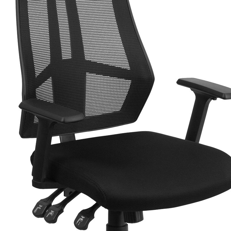 Flash Furniture High Back Black Mesh Multifunction Swivel Ergonomic Task Office Chair with Adjustable Arms, 6 of 13