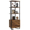 ndustrial Bookshelf with Storage Drawers - 4 Tier Vintage Metal Frame Bookcase, 70.9" Tall Open Shelves, Multi-Use Display Unit - 2 of 4