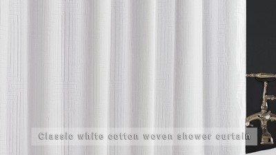 Lara Cream Cotton Jacquard Shower Curtain with Polyester Lining