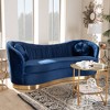 Baxton Studio Nevena Velvet Sofa Blue: Luxurious Brushed-Gold Base, Foam Padded, No Assembly Required - 4 of 4