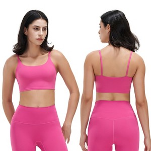 NPolar "Women’s Padded Strap Sports Bra, Square Neck Fitness Tank Top with Removable Pads for Gym & Yoga" Medium Pink - 1 of 4