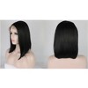 Unique Bargains Women's Halloween Medium Long Straight Hair Lace Front Wigs with Wig Cap 14" Black 1PC - image 3 of 4