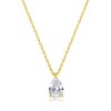 Bella Silver Sterling Silver, Gold Plated Solitaire Pear-Shaped CZ, 5x6mm 18" Necklace & 4x5mm Earrings Set - Gold Plated - 3 of 4