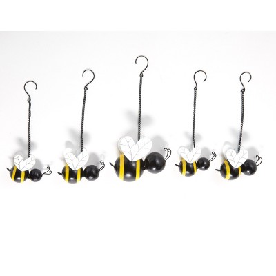 Lakeside Hanging Honey Bees Garden Decorations for Indoors or Outside - Set of 5