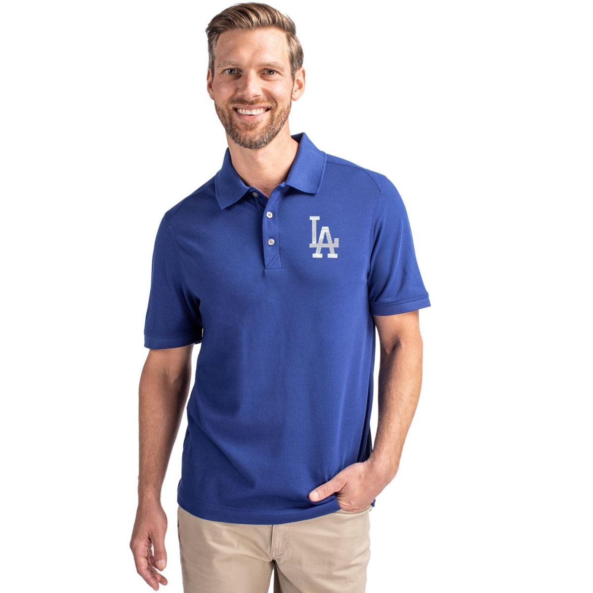 Los Angeles Dodgers Cutter & Buck Advantage Eco Tri-Blend Pique Mens Big and Tall Polo - thumbnail 4