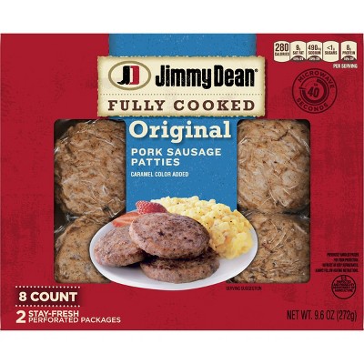 Jimmy Dean Original Fully Cooked Pork Sausage Patties - 9.6oz/8ct