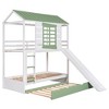 YOOCOZZ Twin over Twin Size House Bunk Bed with Convertible Slide and Trundle-White and Green - 4 of 4