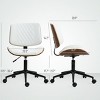 Adjustable Armless Office Chair with Wood Frame and PU Leather, Swivel Desk Chair with Wheels for Home Workspace-3irtyhousy - 4 of 4