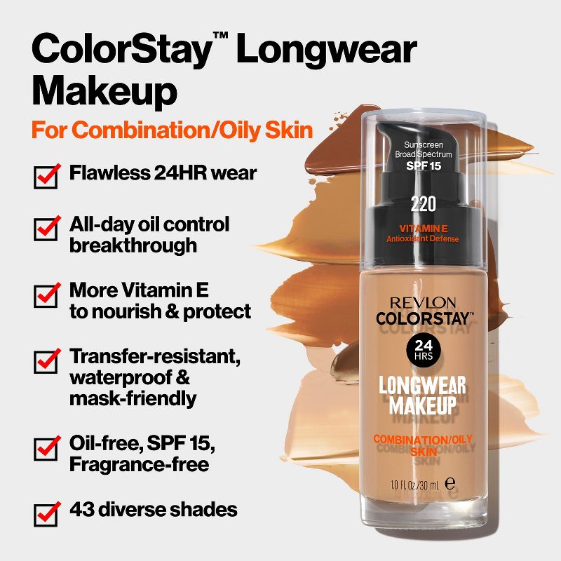 Revlon ColorStay Makeup for Combination/Oily Skin with SPF 15 - 1 fl oz, 4 of 20