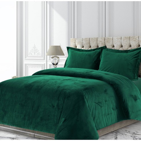 Duvet Cover 220x240 Cm Dark Green Solid Color - Double Bed Set