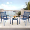 Outdoor Bistro Set 3 Piece Set - Comfortable Metal Patio Chairs And Small Table, Yellow /sage Green/peacock Blue/black Floral Back Design, Waterproof - 2 of 4