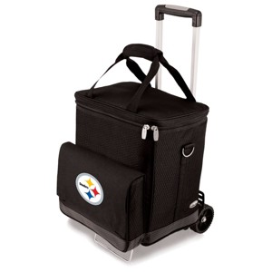 NFL Pittsburgh Steelers Cellar Six Bottle Wine Carrier and Cooler Tote with Trolley - 1 of 4