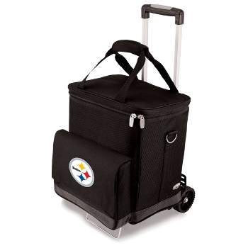 NFL Pittsburgh Steelers Cellar Six Bottle Wine Carrier and Cooler Tote with Trolley