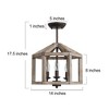 LNC Quaint 3-Lights 14-in  Distressed Gryish White Wood and Rustic Bronze Square LED Semi-flush Mount Lights - 3 of 4