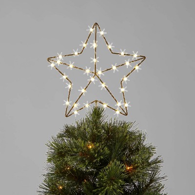 11.75in LED Lit Star with Bulb Bursts Tree Topper Gold - Wondershop™