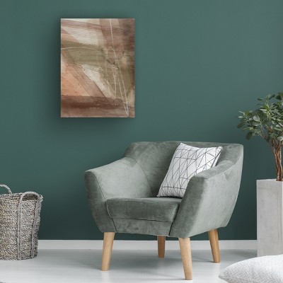 Modern Abstract Brown and White Canvas Art with Wood Frame
