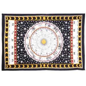 HomeRoots 80" X 56" Black White And Yellow Cotton Hanging Tapestry - 1 of 4