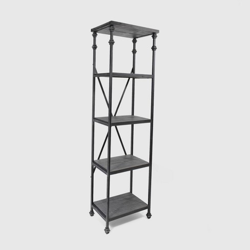 72 5 Hampden Industrial 4 Shelf, Tall Industrial Bookcase Gray