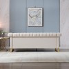 Modern Plush Polyester Upholstery Sofa with Turn-Out Armrests, Stainless Steel Accents & Removable Spring Cushions, 15cm Gold Legs - 3 of 4