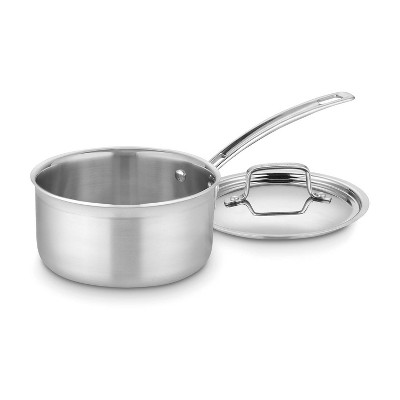 Cuisinart Classic 3.5qt Stainless Steel Saute Pan With Cover And Brushed  Gold Handles Matte White : Target