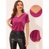 Allegra K Women's Baisc V Neck Velvet Short Sleeve T-Shirt - 2 of 4