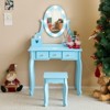 KTMBDW Kids Vanity Table and Chair Set, Girls Vanity Set with Stool and Mirror, Makeup Dressing Princess Table with 3 Drawer for Little Girls - 2 of 4