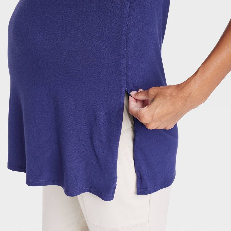 Short Sleeve V-Neck with Side Zip Nursing Maternity T-Shirt - Isabel Maternity by Ingrid & Isabel™, 4 of 5