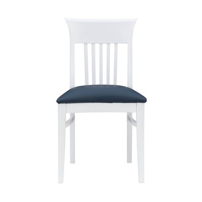 Coastal Cottage Charm White Faux Leather Dining Chairs, Set of 2