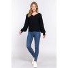 Slickblue Women's Double V-Neck Sweater, Long Sleeve Relaxed Fit, Black/Grey/Red/Yellow Knit, Size S-L - 3 of 4