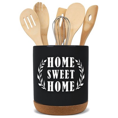 Elanze Designs Home Sweet Home Black X-Large Cork Bottom Kitchen Utensil Holder